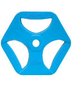 Диск обрезиненный с хватами BB-205 d=26 мм, 5 кг, синий